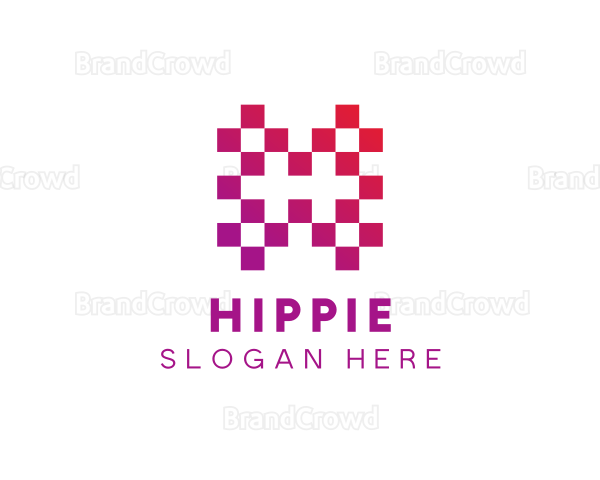 Square Pixels Letter H Logo
