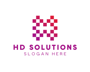 Square Pixels Letter H logo design