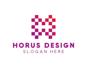 Square Pixels Letter H logo design