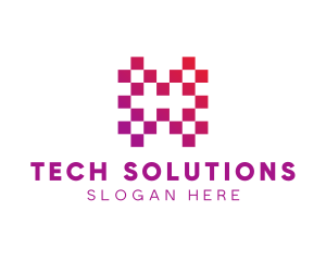 Solutions - Square Pixels Letter H logo design