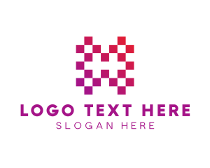 Square Pixels Letter H Logo
