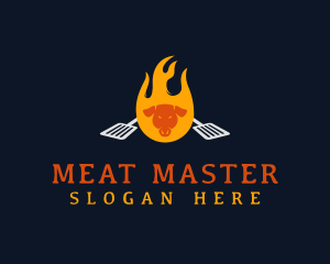 Flame Pork Barbecue logo design