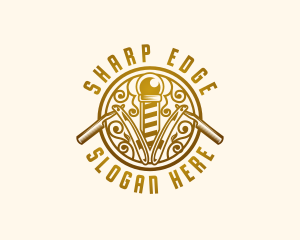 Vintage Razor Barbershop logo design