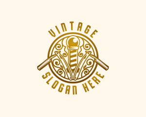 Vintage Razor Barbershop logo design