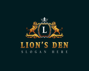 Crown Lion Shield logo design