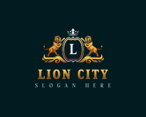 Crown Lion Shield logo design