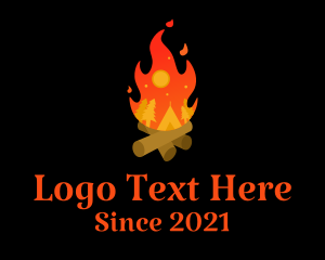 Wood - Bonfire Tent Camp logo design