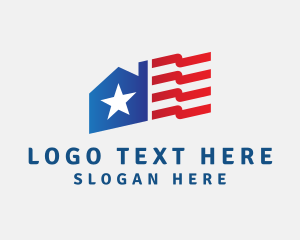 National - American Flag House logo design