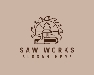 Logging Chainsaw Forestry logo design