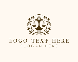 Justice Court - Justice Column Wreath logo design