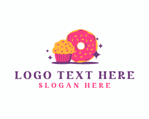 Sugar - Cute Cupcake Donut Dessert logo design