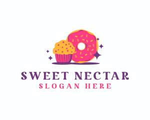 Cute Cupcake Donut Dessert logo design