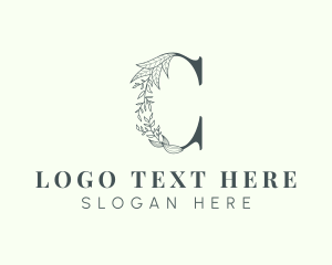 Leaf Plant Letter C logo design