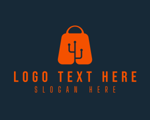 Online Shop - Shopping Bag Tech logo design