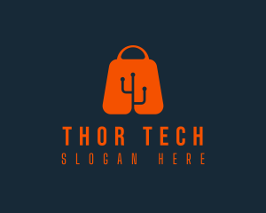 Shopping Bag Tech logo design