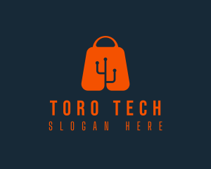 Shopping Bag Tech logo design