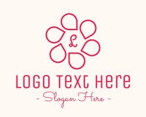 Natural - Pink Flower Petals Lettermark logo design
