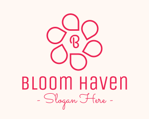 Pink Flower Petals Lettermark logo design