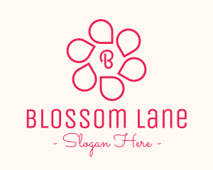 Pink Flower Petals Lettermark logo design