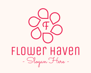 Pink Flower Petals Lettermark logo design