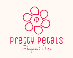 Pink Flower Petals Lettermark logo design