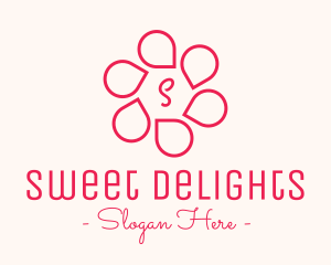 Pink Flower Petals Lettermark logo design