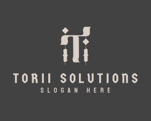 Gothic Letter T logo design