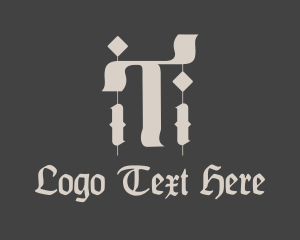Tattoo Studio - Gothic Letter T logo design