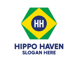 Hexagon Brazil Flag logo design