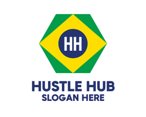 Hexagon Brazil Flag logo design