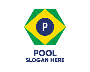 Hexagon Brazil Flag logo design