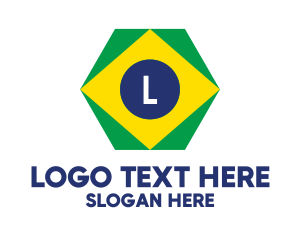 Polygon - Hexagon Brazil Flag logo design