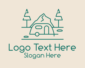 Accomodation - Green Camper Van logo design