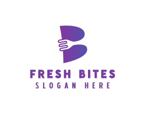 Food Chain - Minimalist Fork Letter B logo design