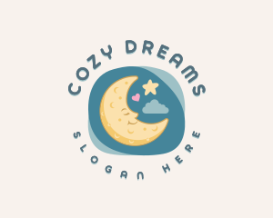Cute Sleeping Moon logo design