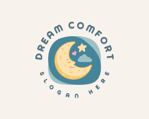 Cute Sleeping Moon logo design