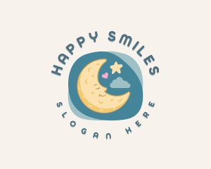 Cute Sleeping Moon logo design