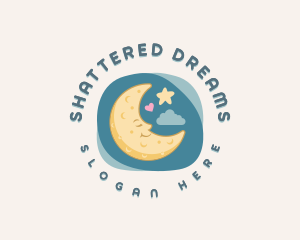 Cute Sleeping Moon logo design