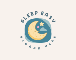 Cute Sleeping Moon logo design