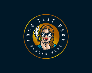 Lady - Elegant Lady Smoking logo design