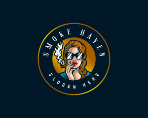 Elegant Lady Smoking logo design