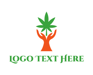 Healthcare - Cannabis Plant Hands logo design