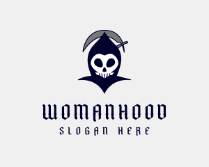 Spooky Grim Reaper Skull Logo