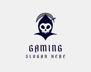 Spooky Grim Reaper Skull Logo