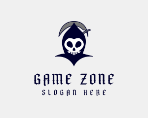 Spooky Grim Reaper Skull logo design