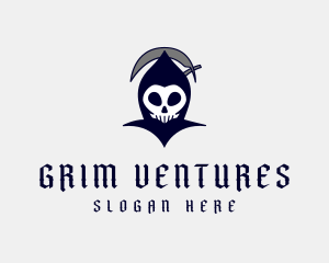 Grim - Spooky Grim Reaper Skull logo design