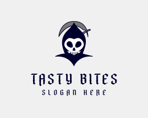 Skull - Spooky Grim Reaper Skull logo design
