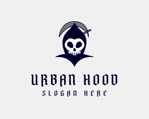 Hood - Spooky Grim Reaper Skull logo design