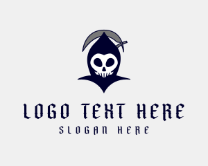 Spooky Grim Reaper Skull Logo