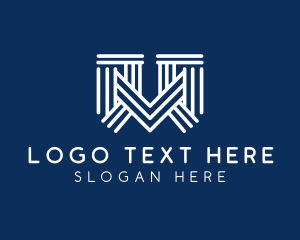 Linear - Geometric Pillar Letter M logo design